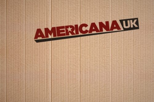 Americana UK logo printed on cardboard - Steven Keene Thesaurus video premiere
