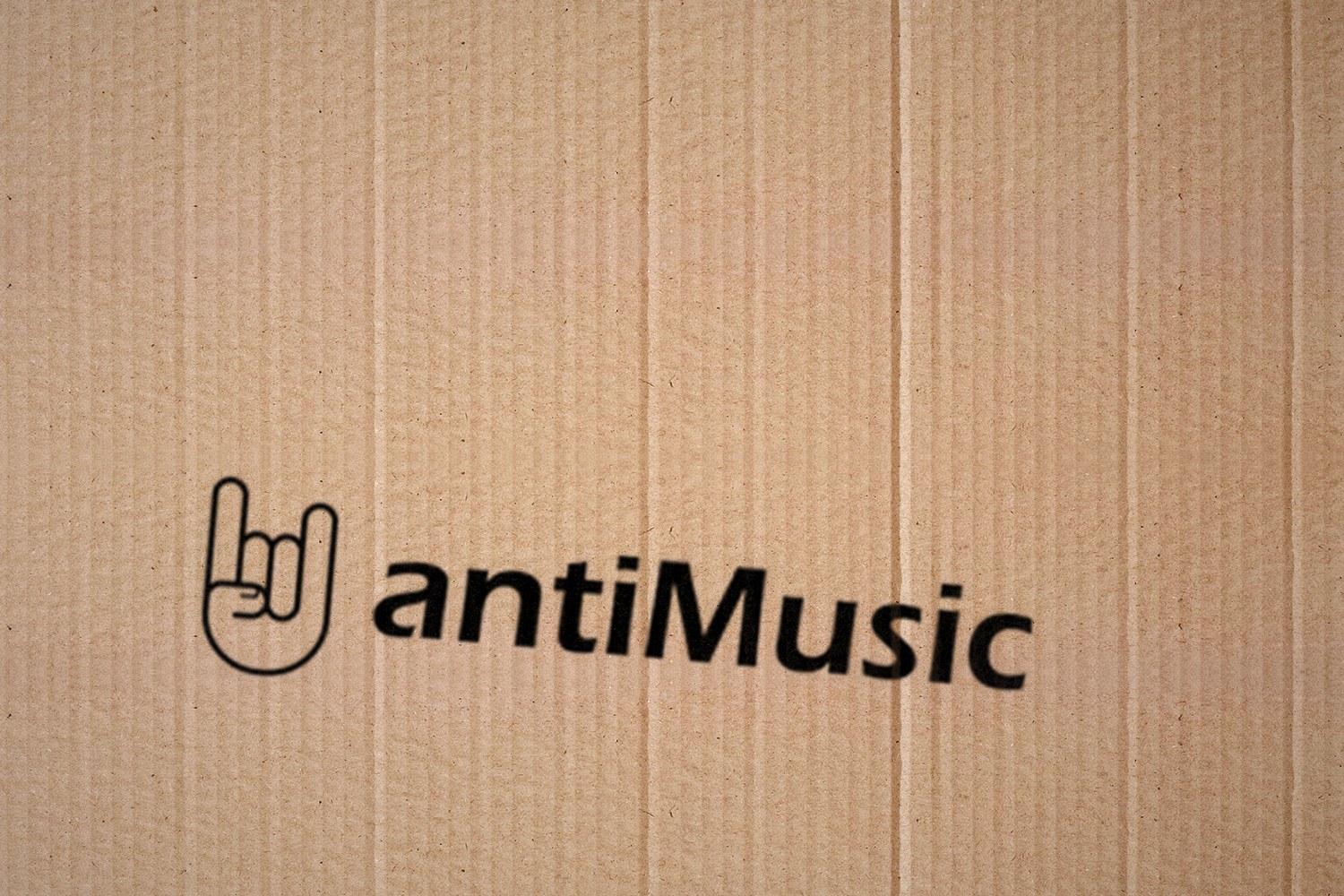 antiMusic logo printed on cardboard - Steven Keene Singled Out feature